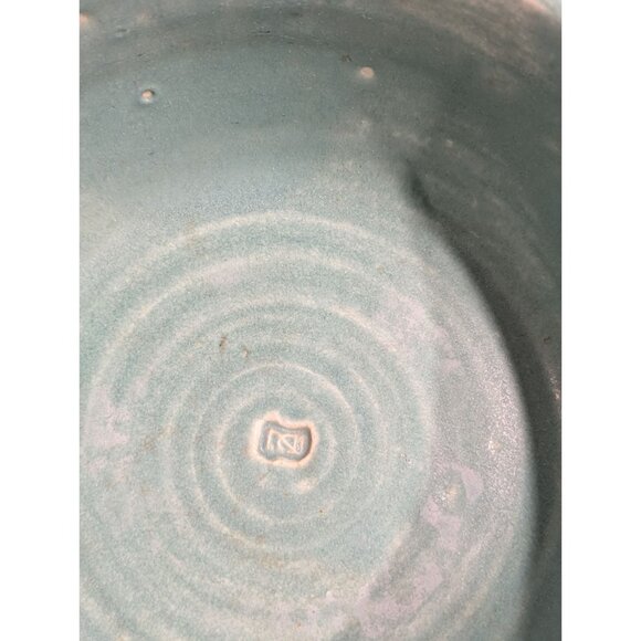 Handmade Studio Pottery Bowl Turquoise Glaze Signed 1950s - Picture 4 of 16